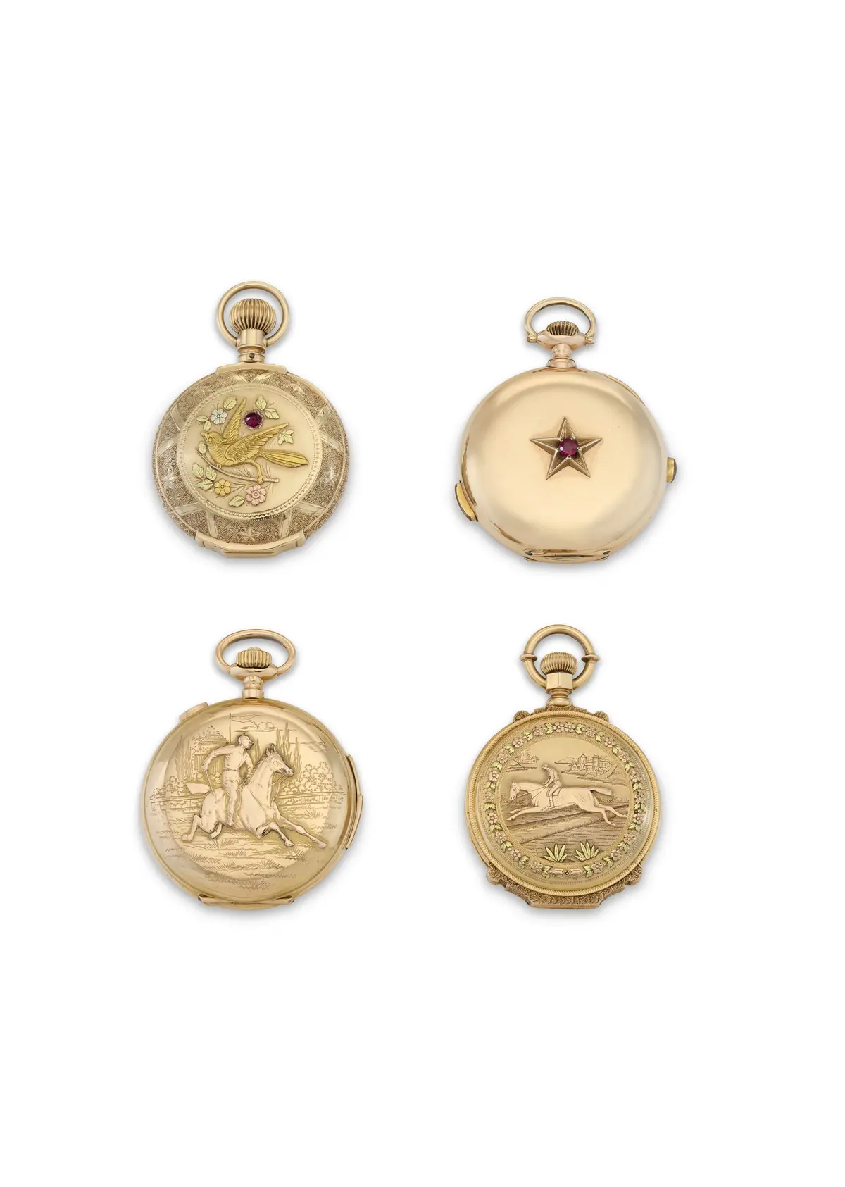 Two Swiss Gold Repeater Chronograph Pocket Watches and Two American