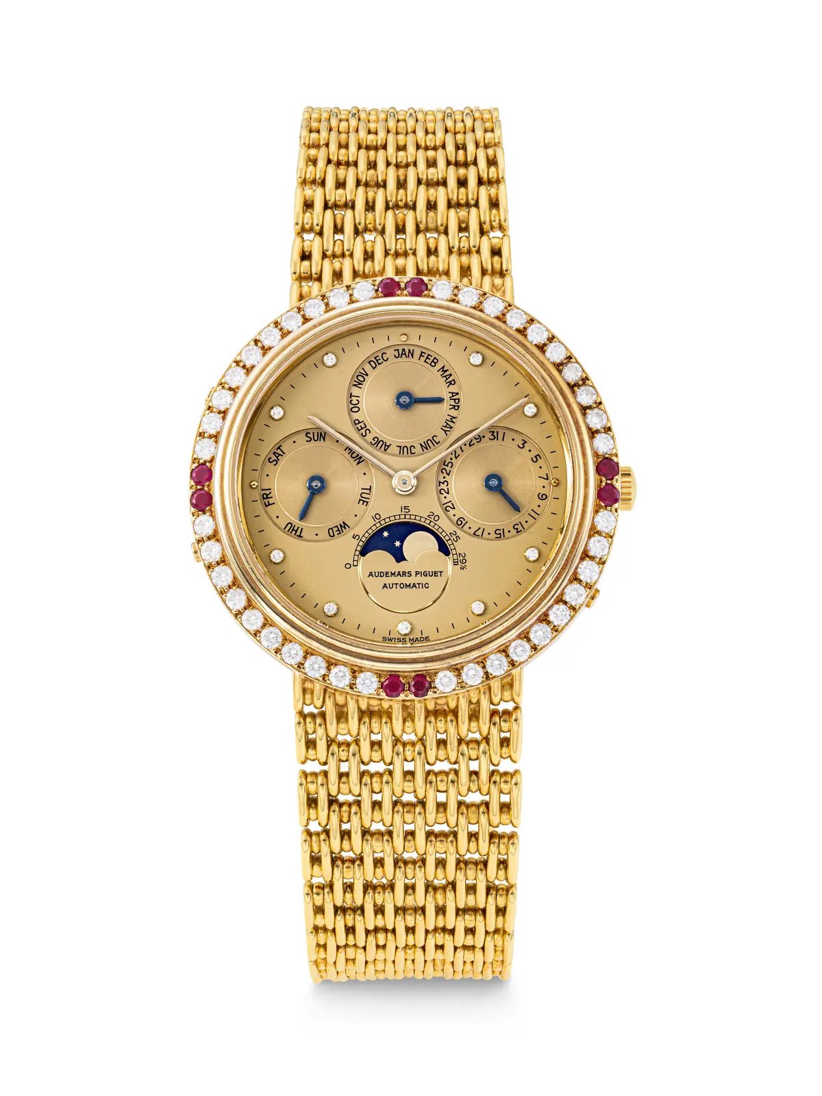 Audemars Piguet. A Very Rare and Large 18K Gold, Diamond and Ruby-Set