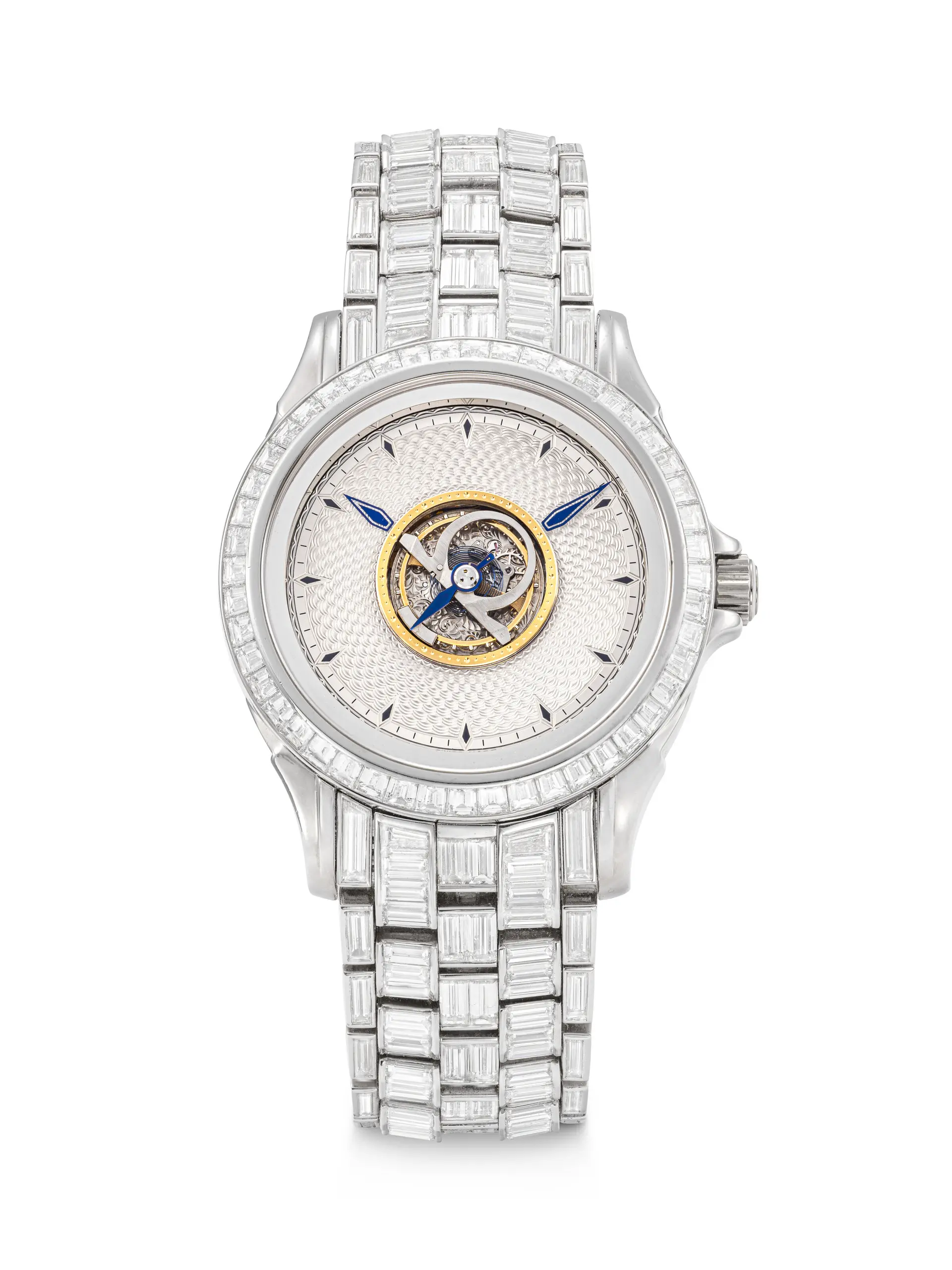 Omega. An Only Known, Dazzling and Important 18K White Gold and Baguette-Cut