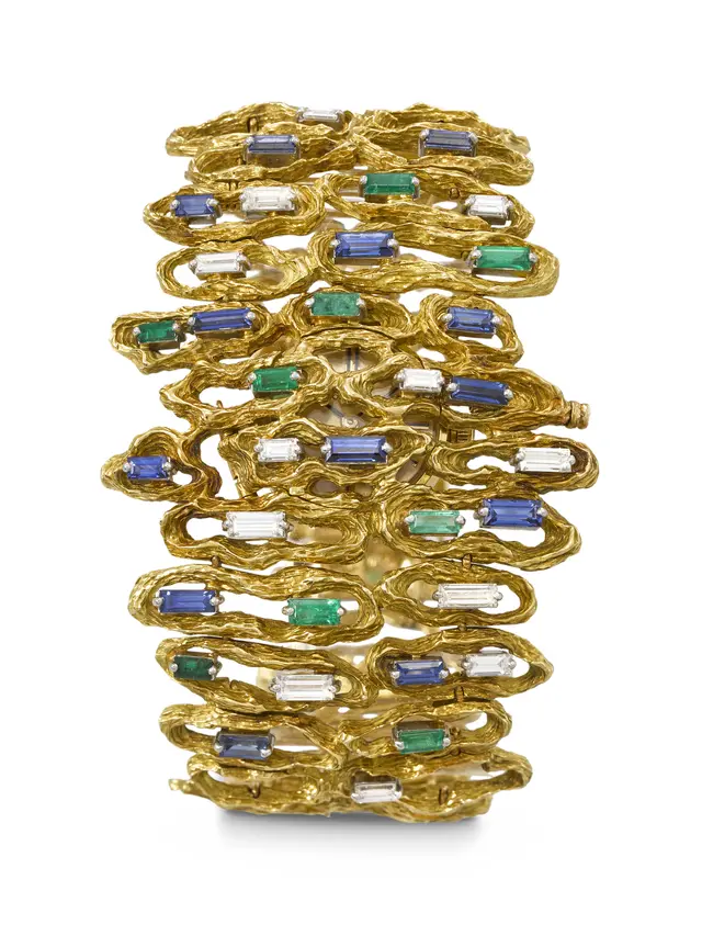 Omega. A Highly Unusual and Attractive 18K Gold, Diamond, Sapphire
