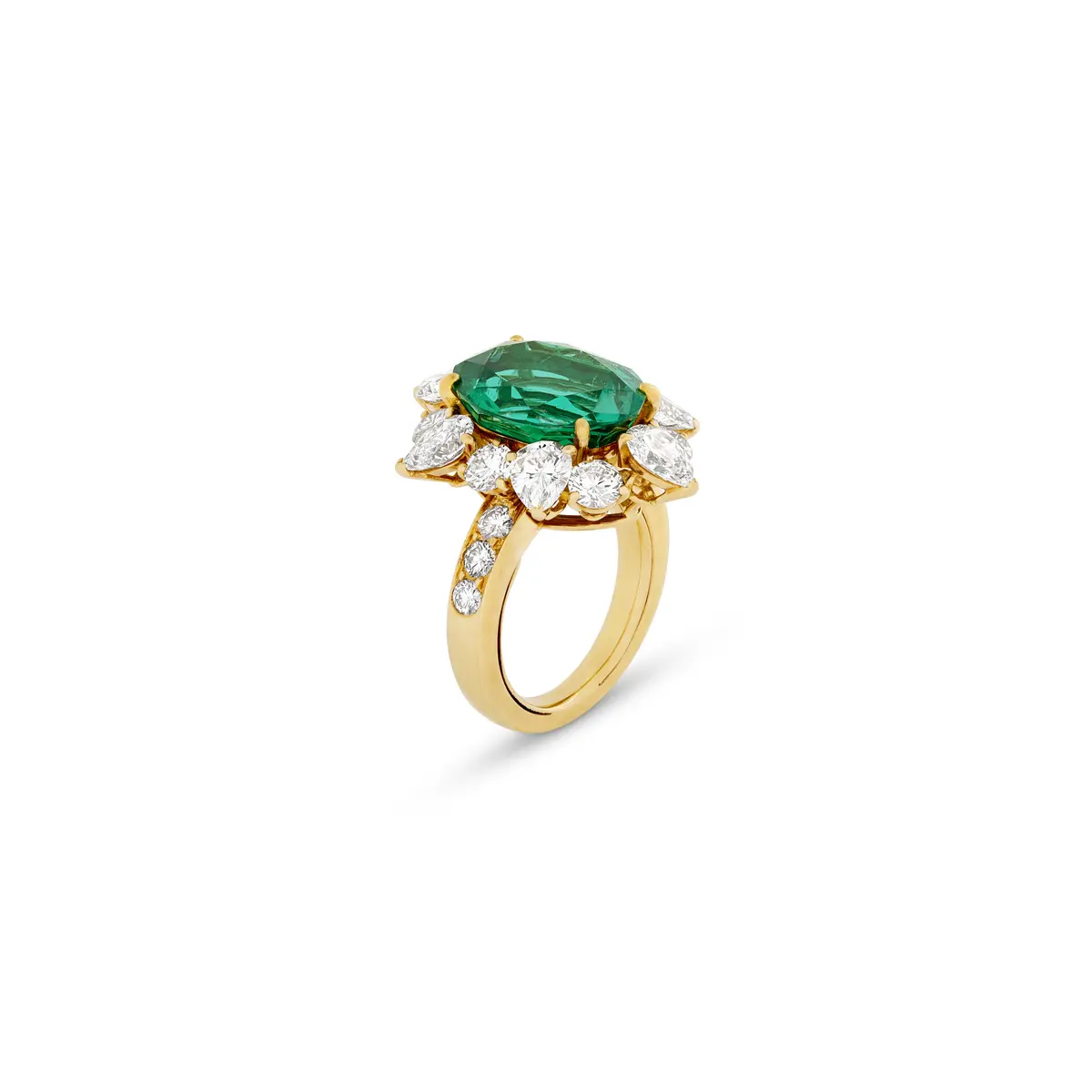 Fred Emerald and Diamond Ring