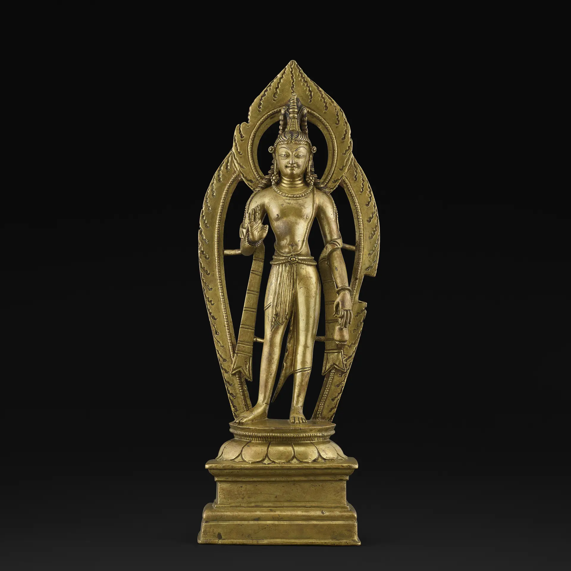 A Brass Figure of Maitreya