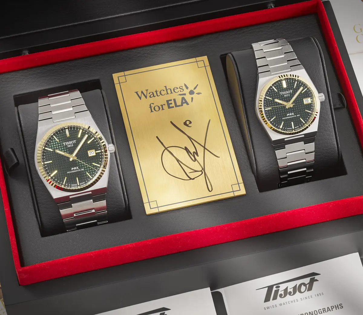 Tissot. An Attractive Set of Two Unique Stainless Steel and Yellow