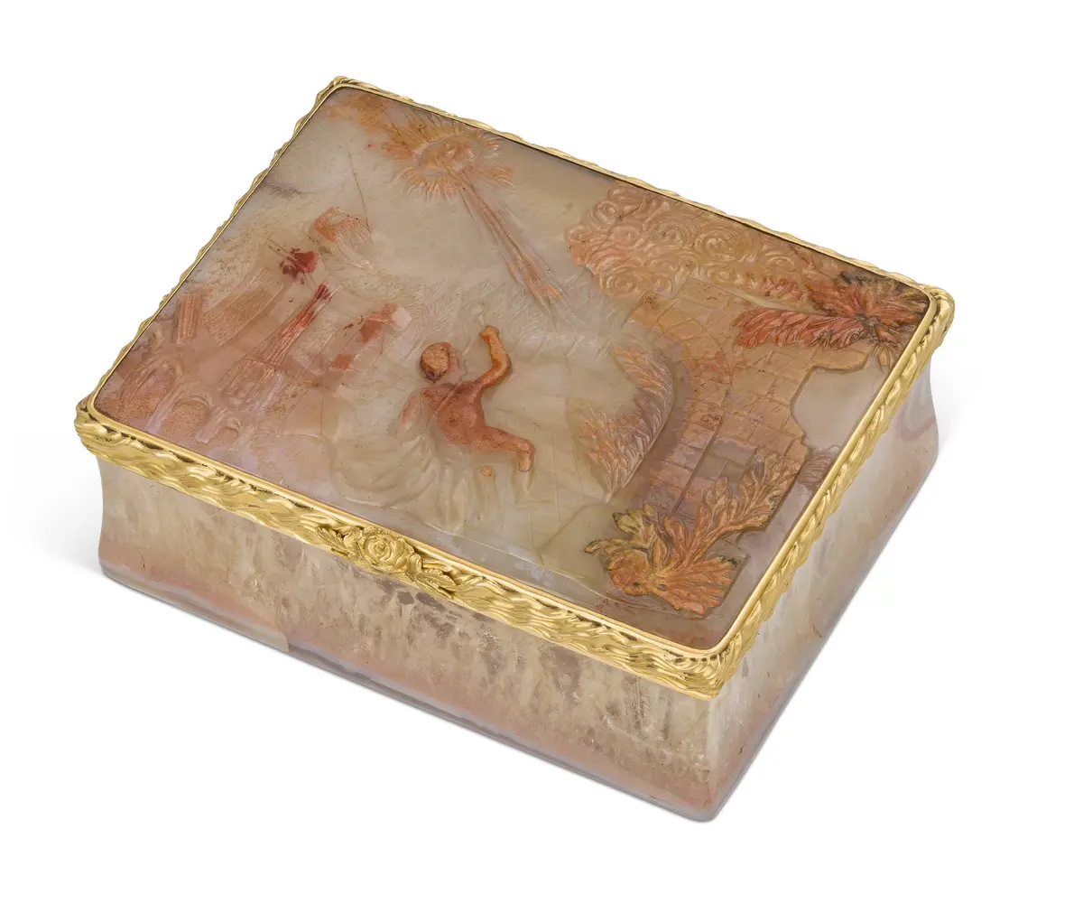 German Gold-Mounted Agate Snuff-Box, Dresden, Circa 1750