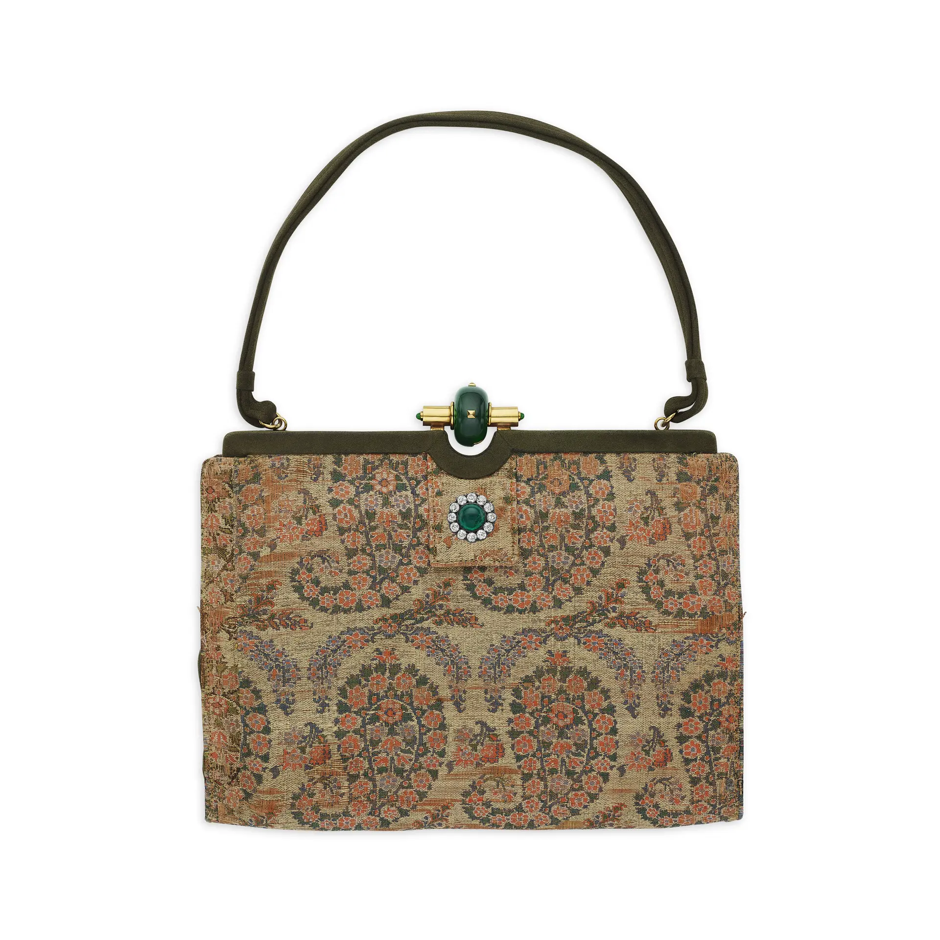 Cartier Nephrite Jade and Brocade Handbag and an Antique...