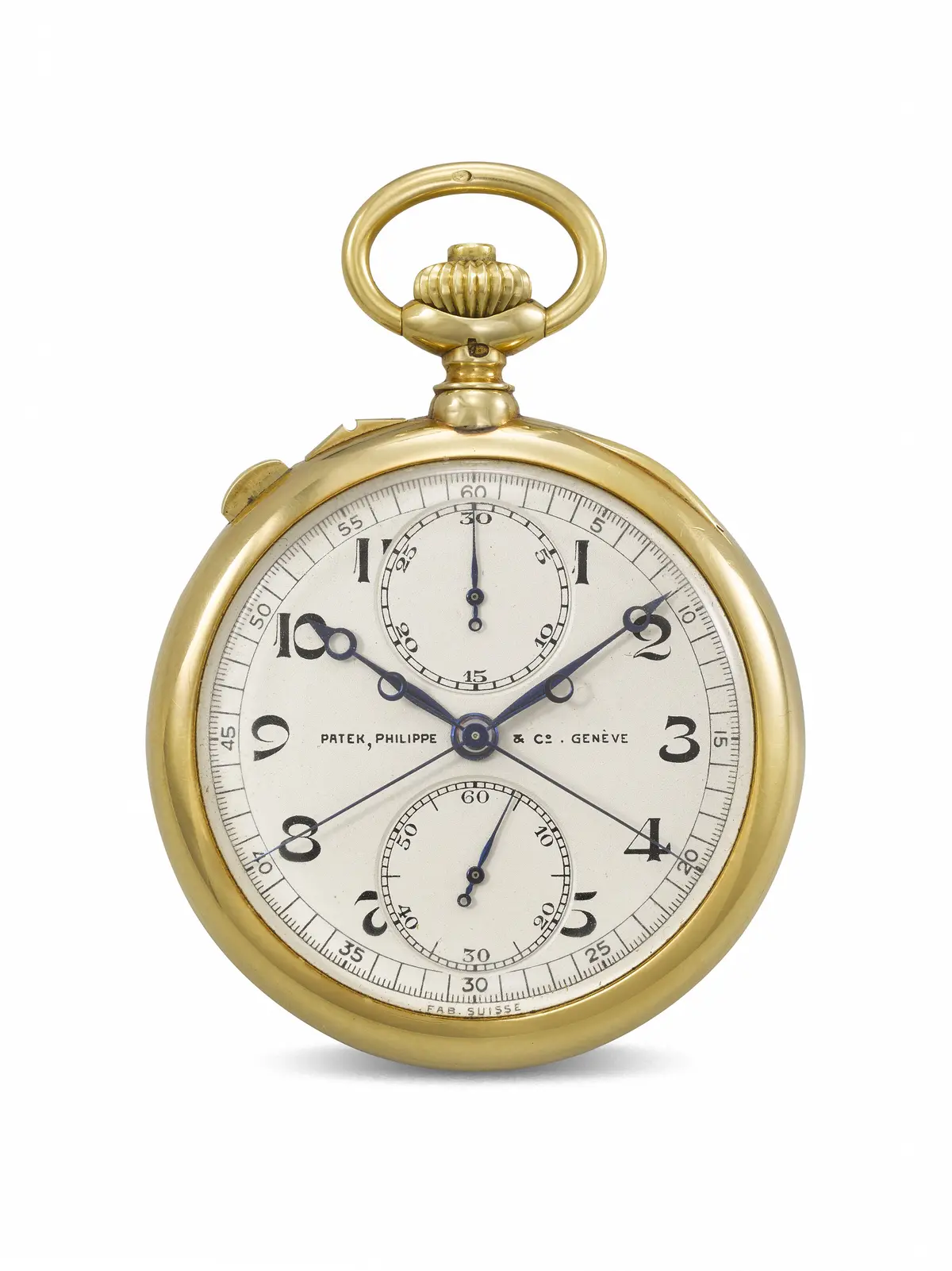 Patek Philippe. A Rare 18K Gold Openface Split-Seconds Chronograph