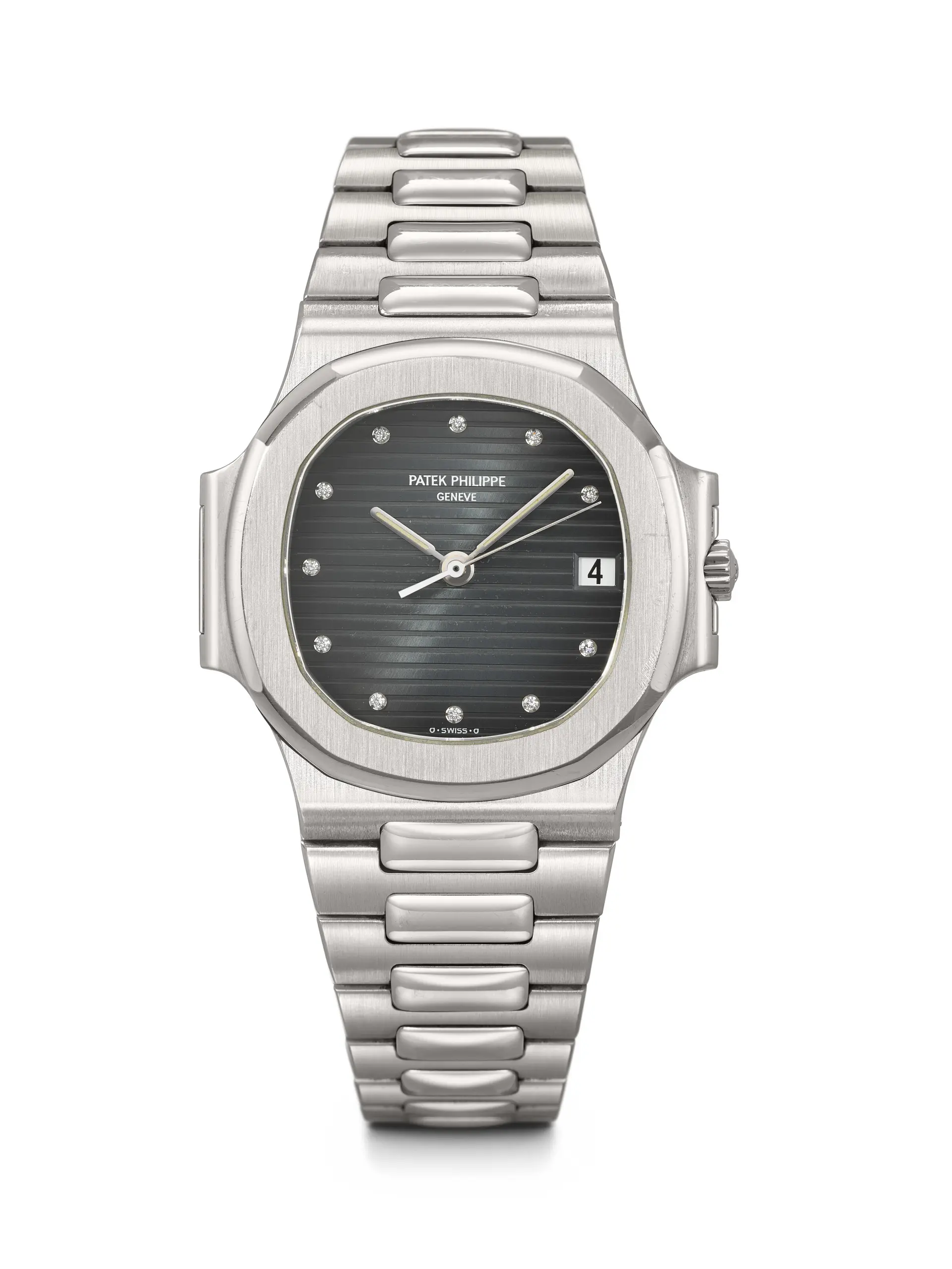 Patek Philippe. A Rare and Attractive Stainless Steel and Diamond-Set