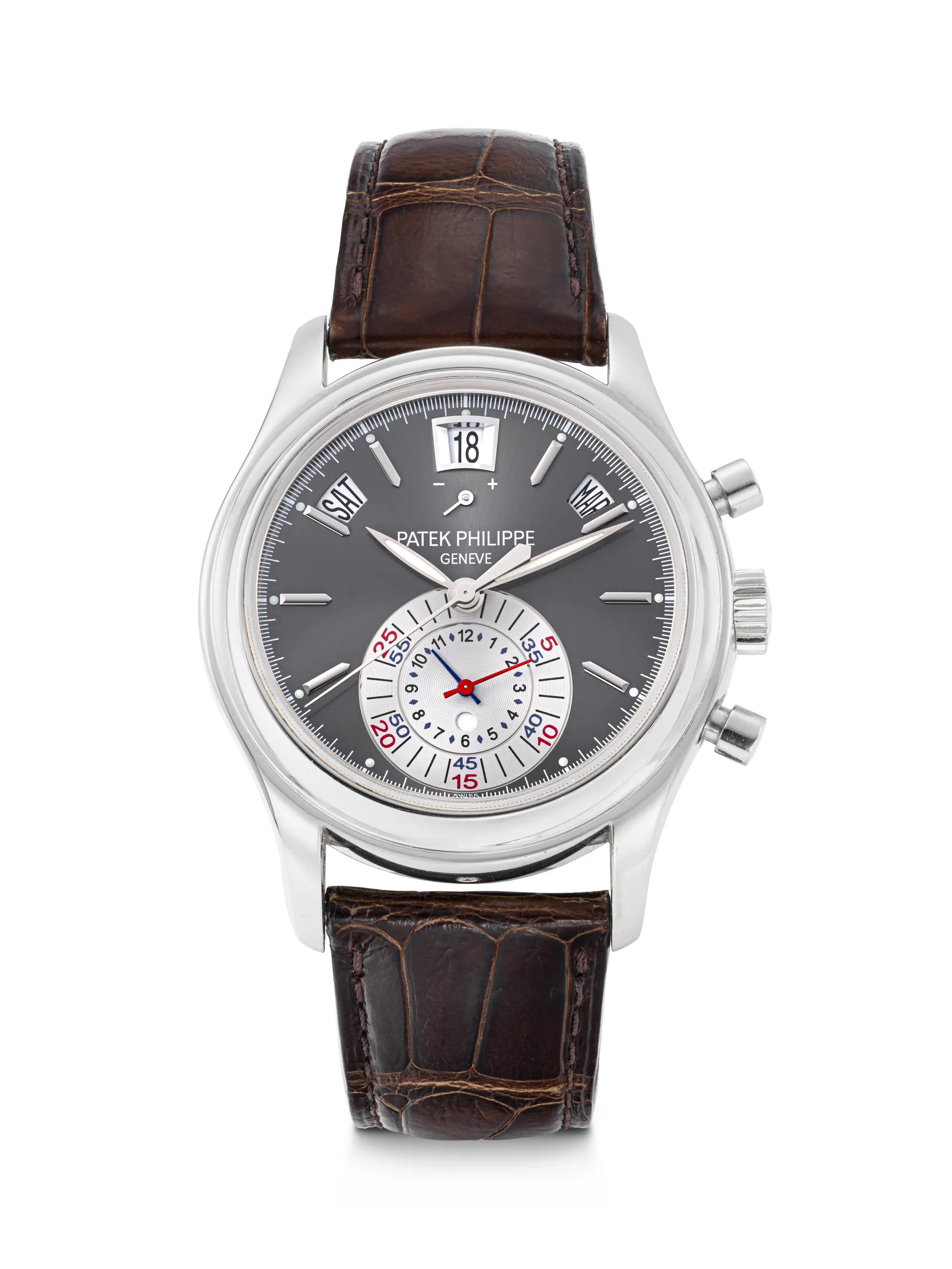 Patek Philippe. A Platinum Automatic Annual Calendar Flyback Chronograph