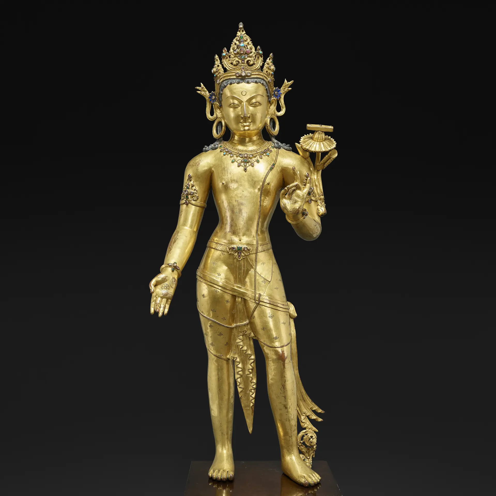 A Gilt-Copper Alloy Figure of Manjushri