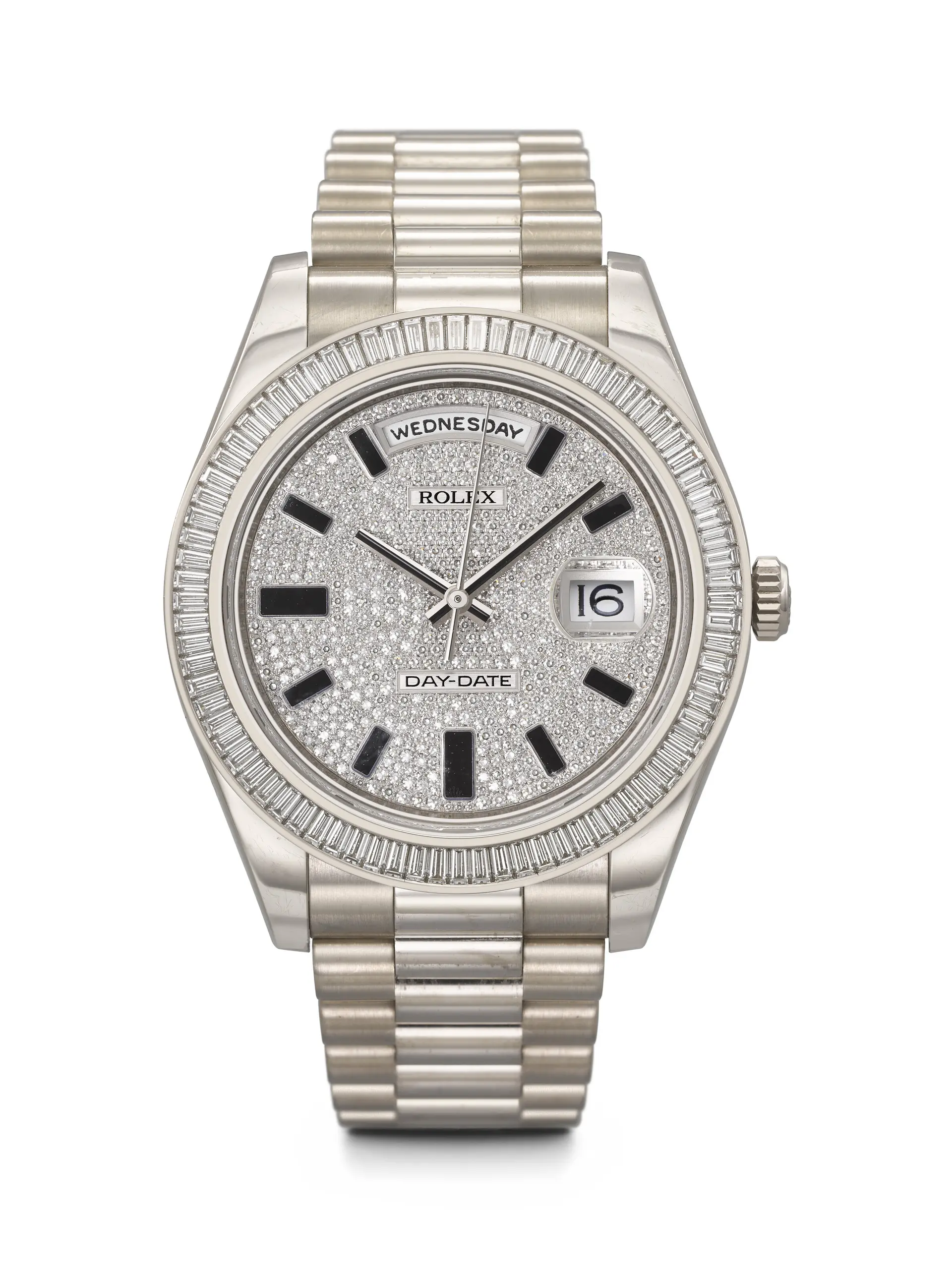 Rolex. A Rare and Attractive 18K White Gold and Diamond-Set Wristwatch