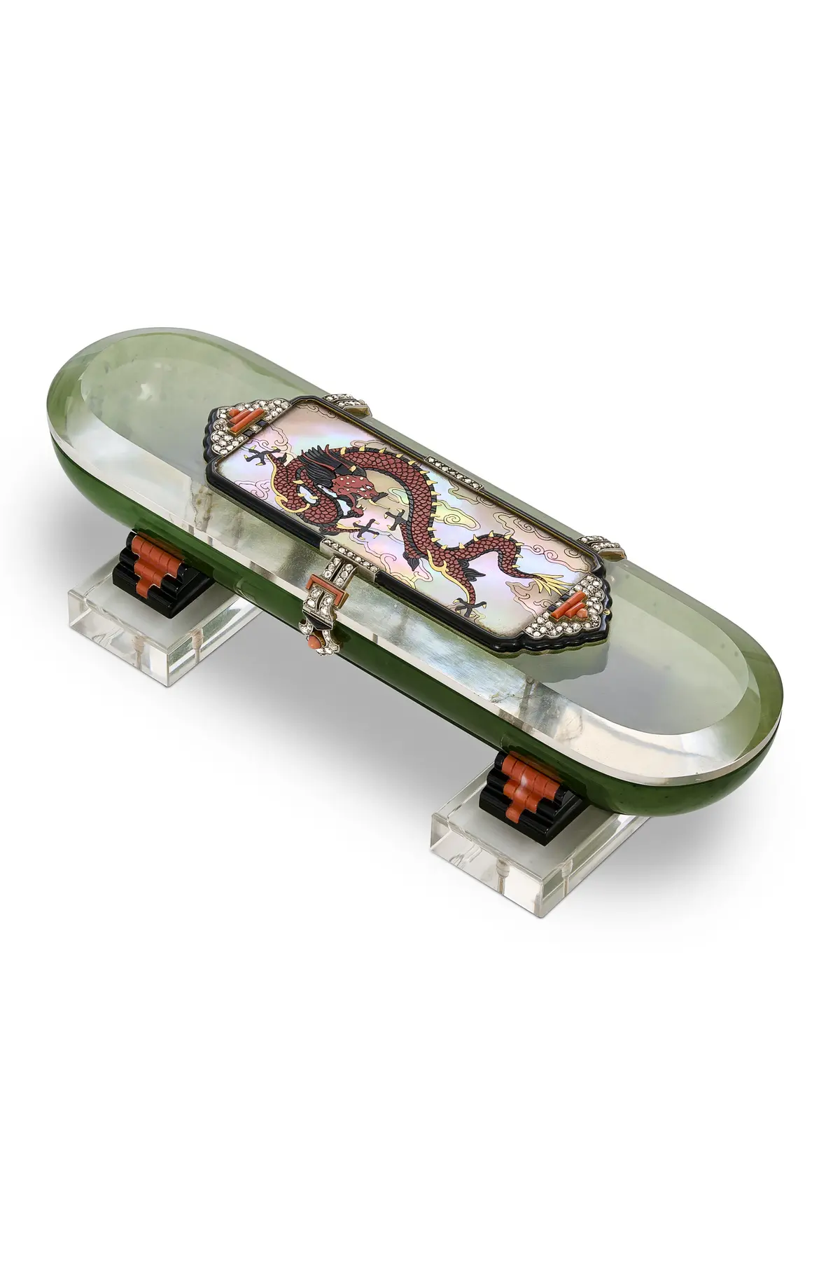 Magnificent Cartier Art Deco Multi-Gem and Lacquer Ink Pen Case