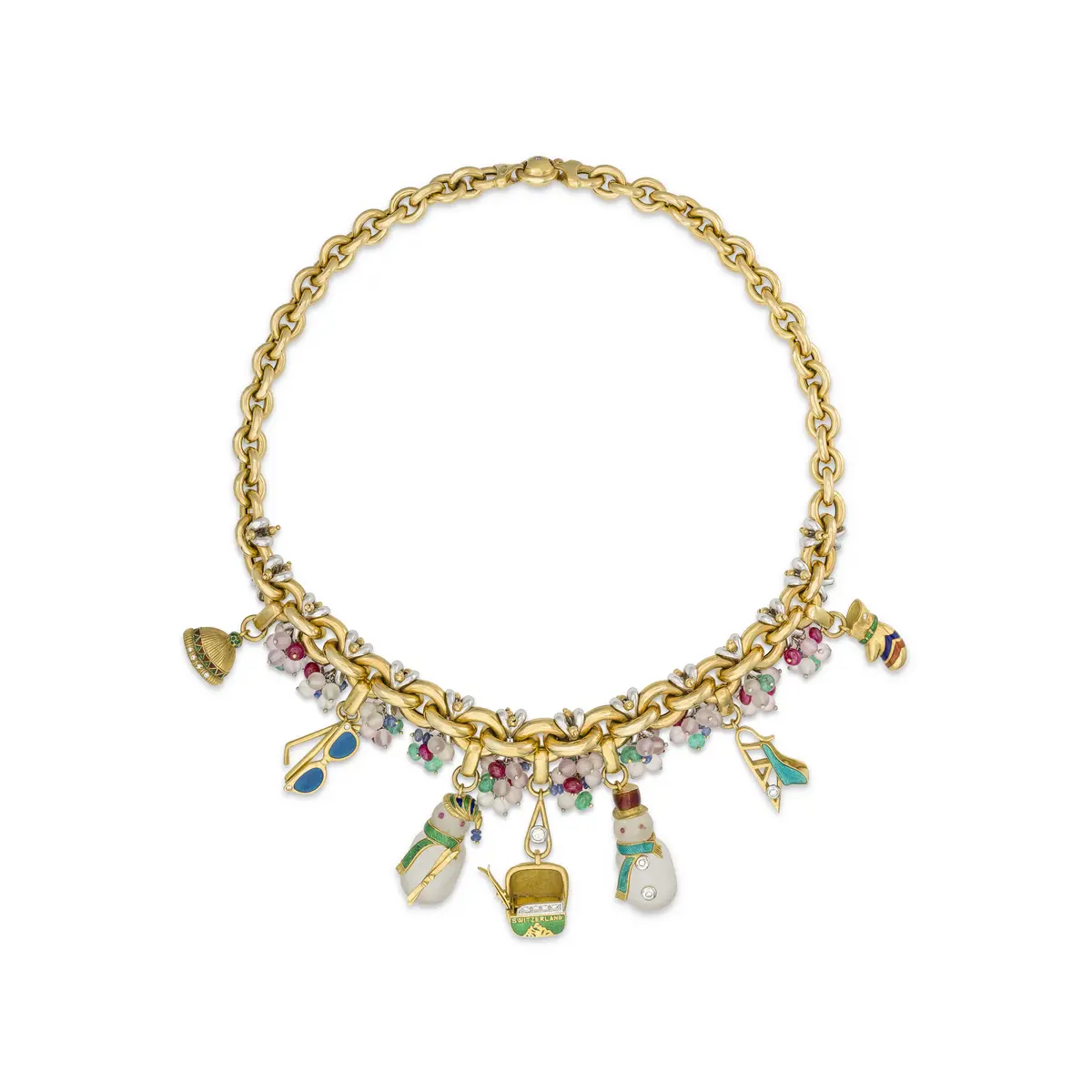 Multi-Gem Charm Necklace