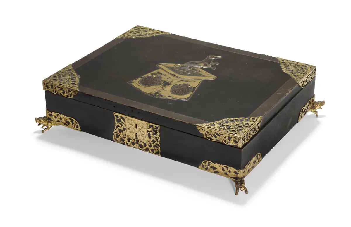 A Lacquered-Wood Gilt-Metal Mounted Document Box