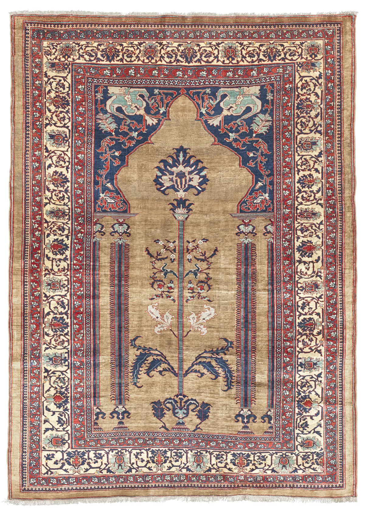 A Silk Heriz Prayer Rug