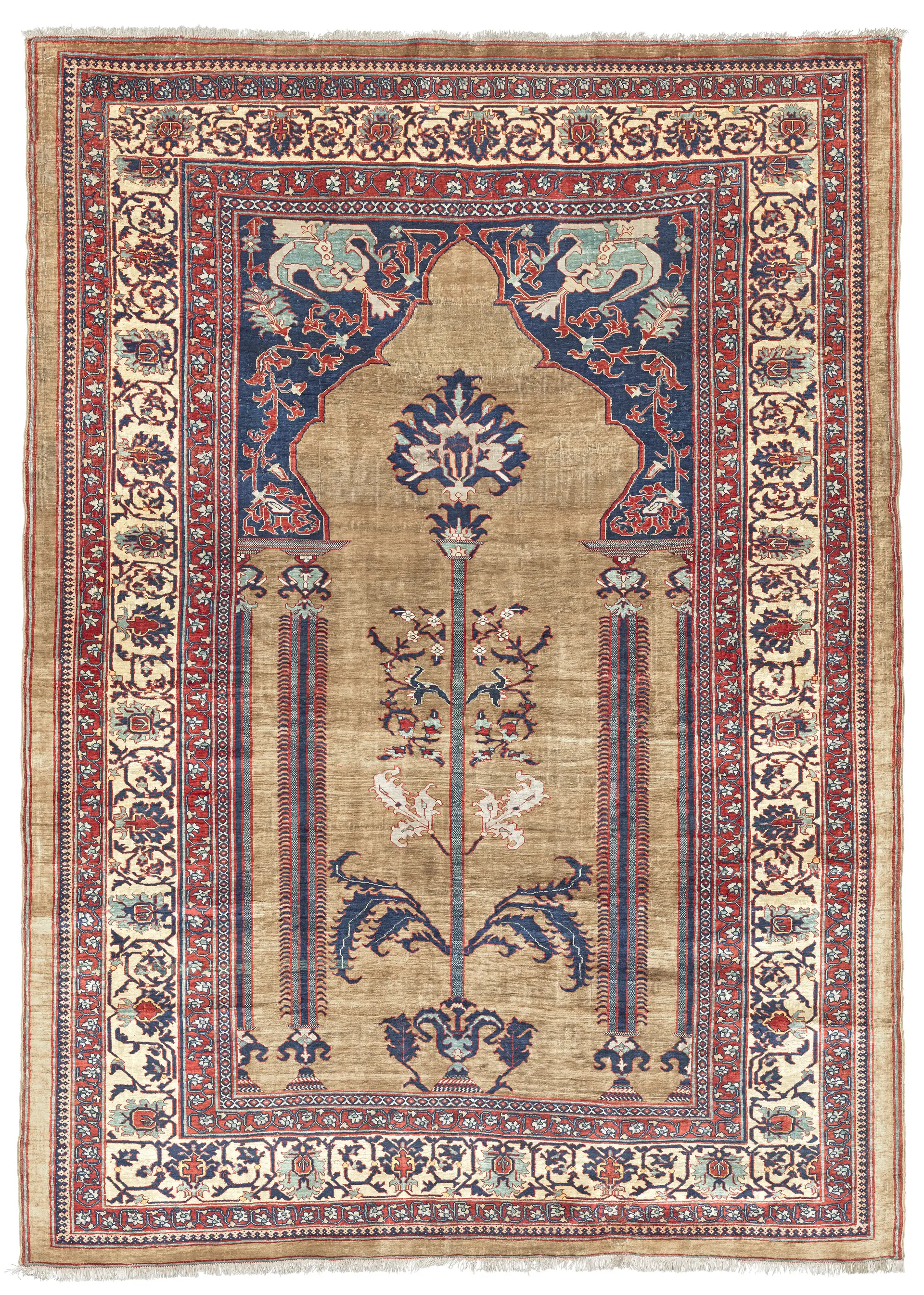 A Silk Heriz Prayer Rug