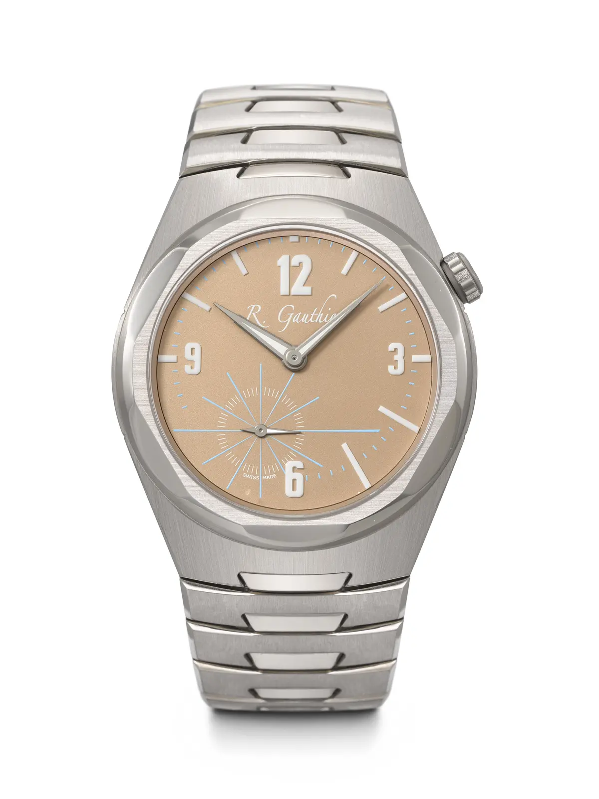 Romain Gauthier. A Rare and Attractive Titanium Wristwatch with Bracelet