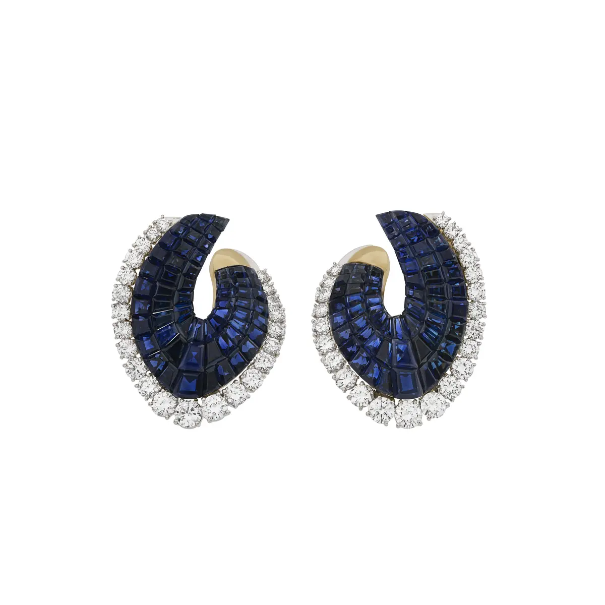Van Cleef & Arpels Pair of Sapphire and Diamond Mystery-Set Earrings