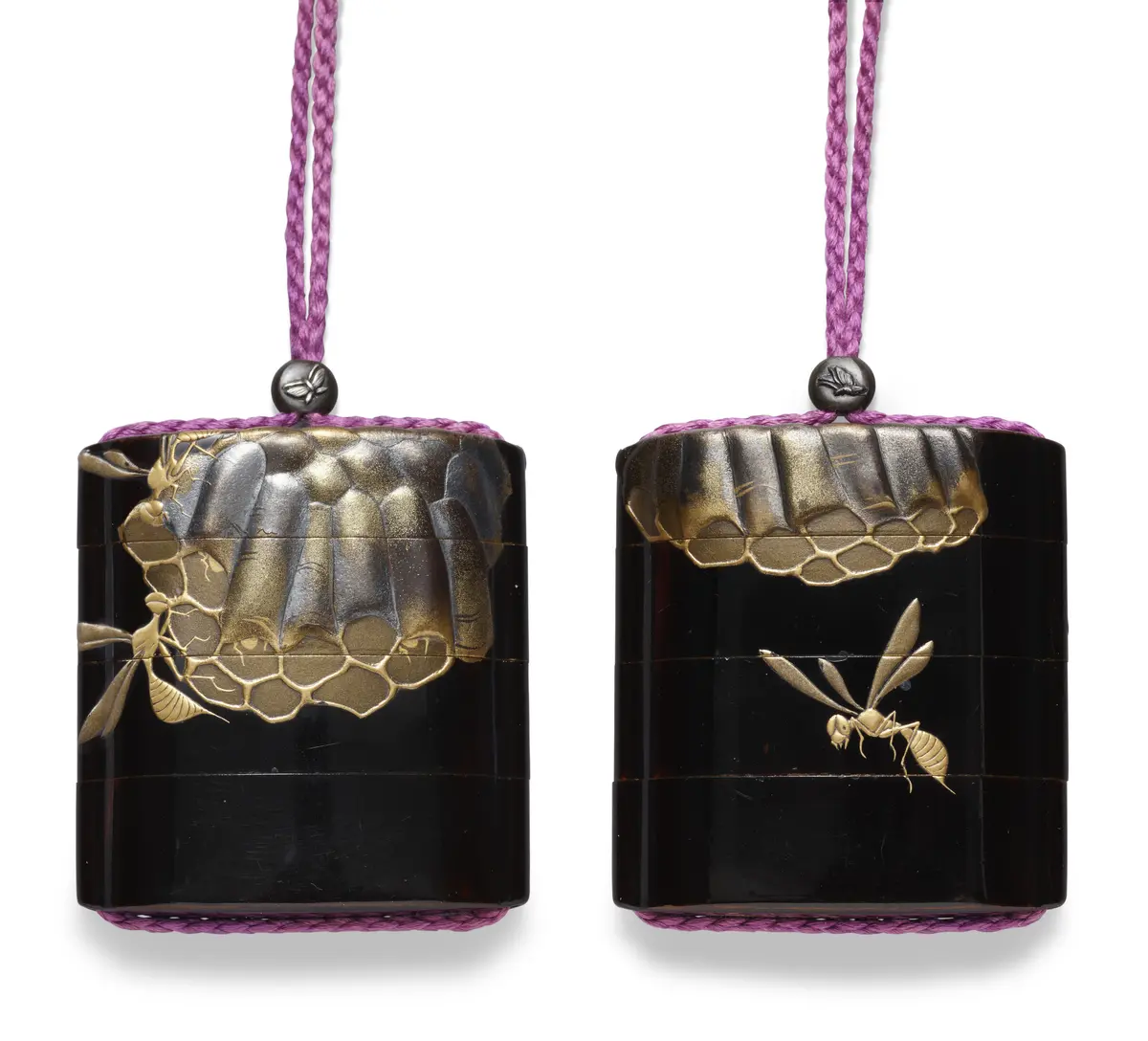 A Black Lacquer Three-Case Inro