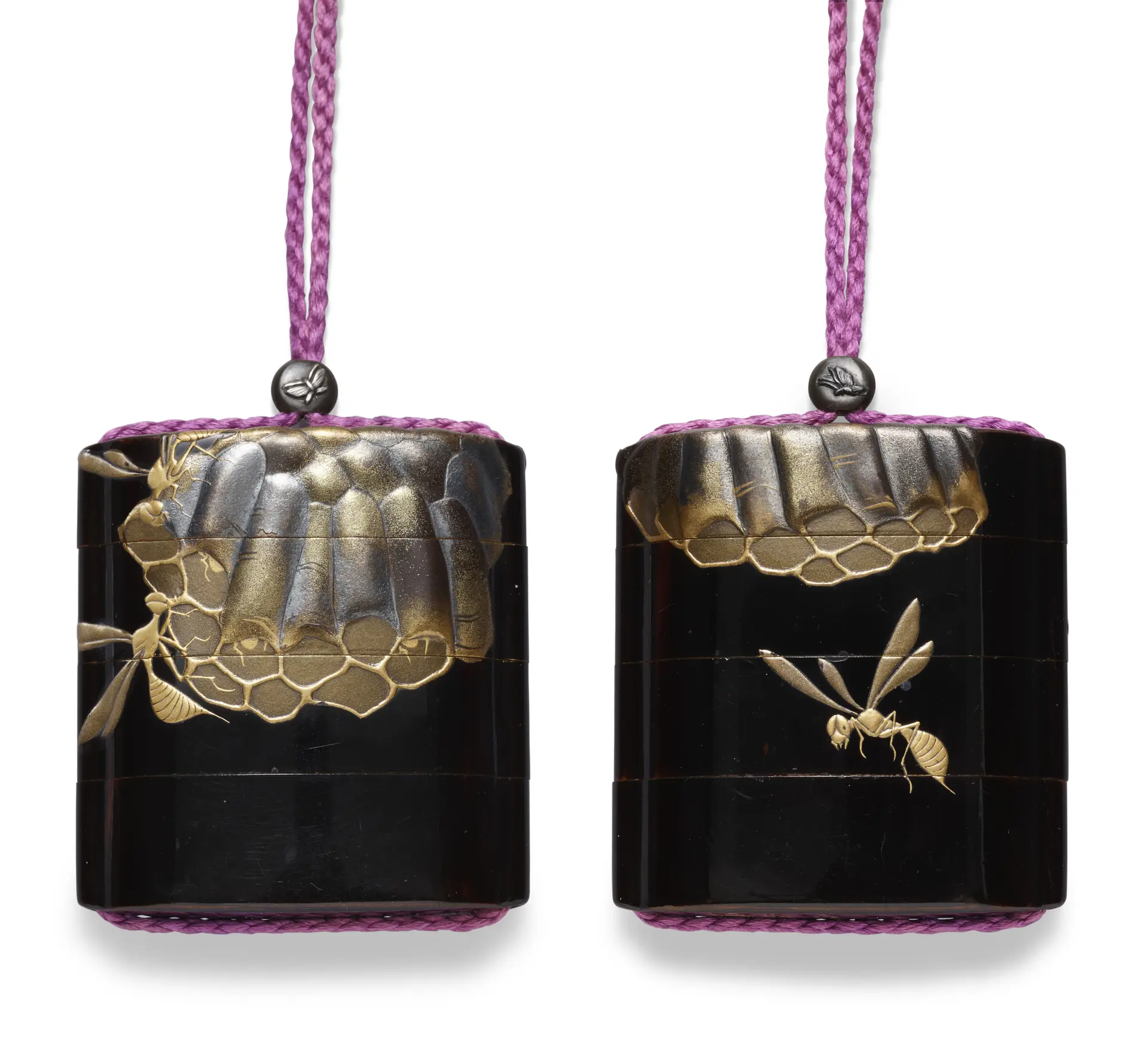 A Black Lacquer Three-Case Inro