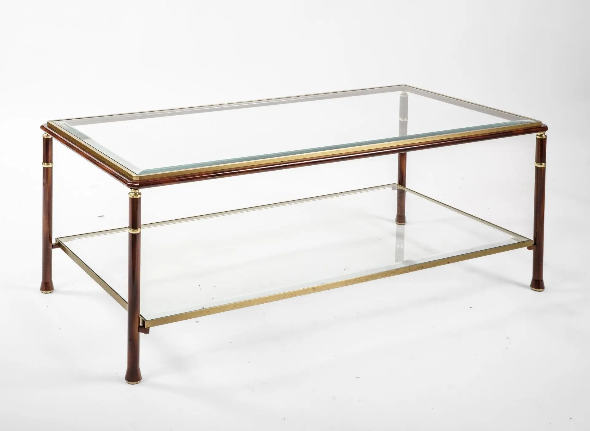 Rectangular coffee table with double tiers of beveled glass - Lot 338