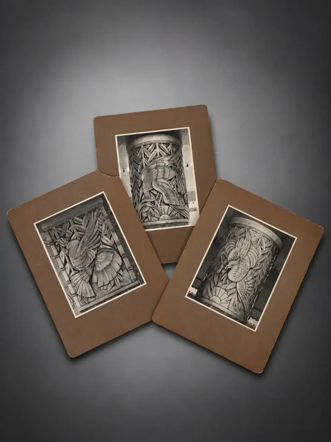 Set of three photographs depicting bas-reliefs adorned with - Lot 4