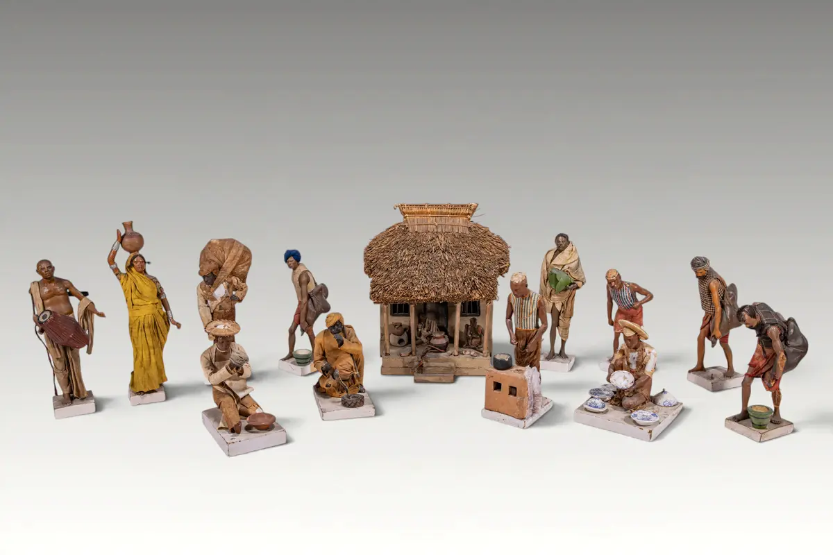 COLLECTION OF INDIAN TERRACOTTA MINIATURE FIGURES OF TRADESPEOPLE