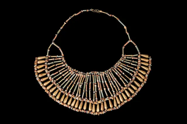 RARE EGYPTIAN GOLD AND FAIENCE PECTORAL NECKLACE