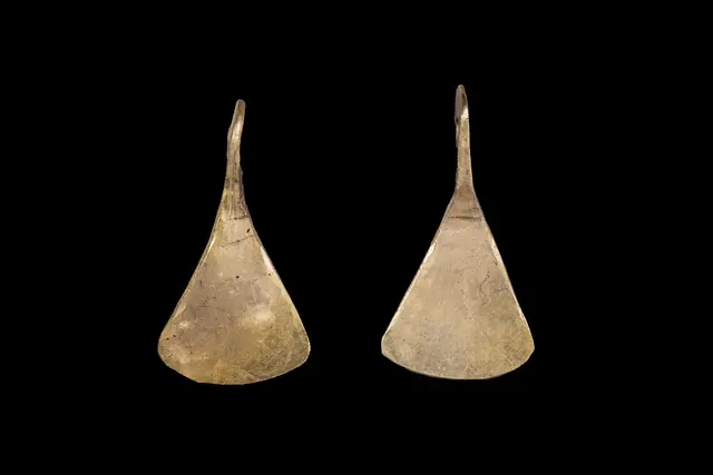 PAIR OF VIKING GOLD AXE PENDANTS