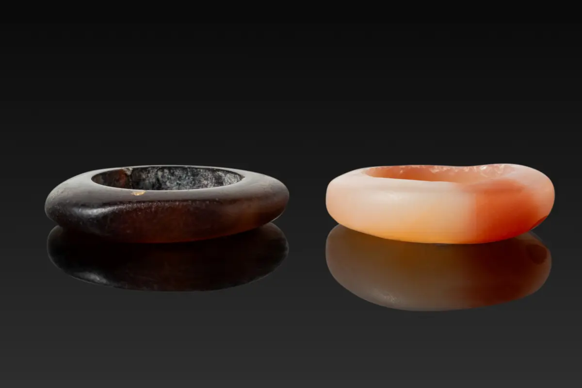 PAIR OF EGYPTIAN AGATE RINGS
