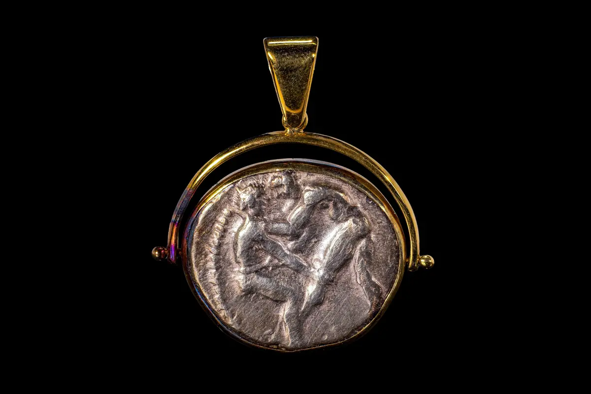 PAMPHYLIAN SILVER STATER OF ASPENDOS IN SILVER PENDANT