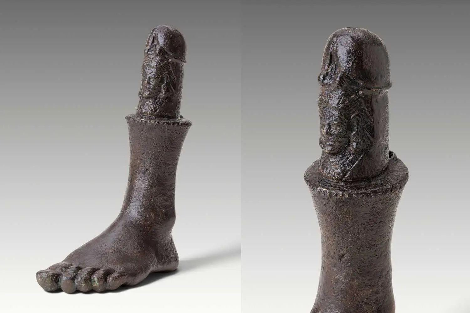 RARE KUSHAN BRONZE LINGAM FOOT - EX VOTO