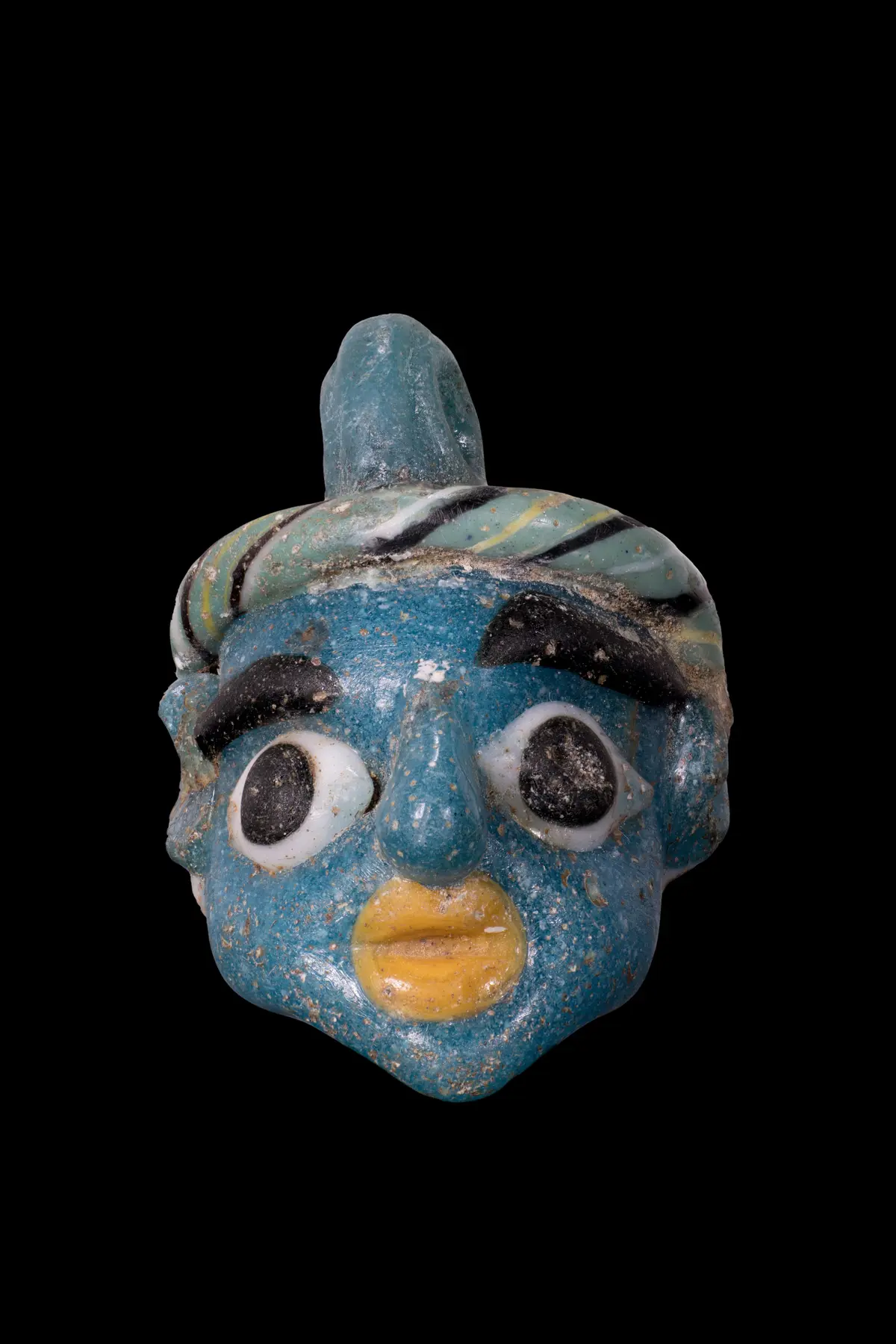 GRAECO-PHOENICIAN POLYCHROME GLASS FACE BEAD