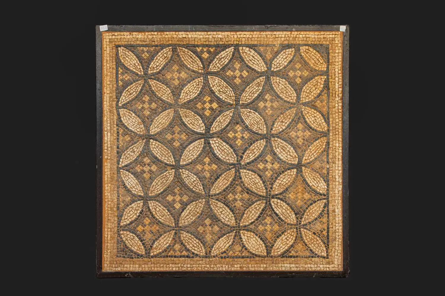 ROMAN MOSAIC PANEL WITH GEOMETRIC MOTIF AND CROSSES