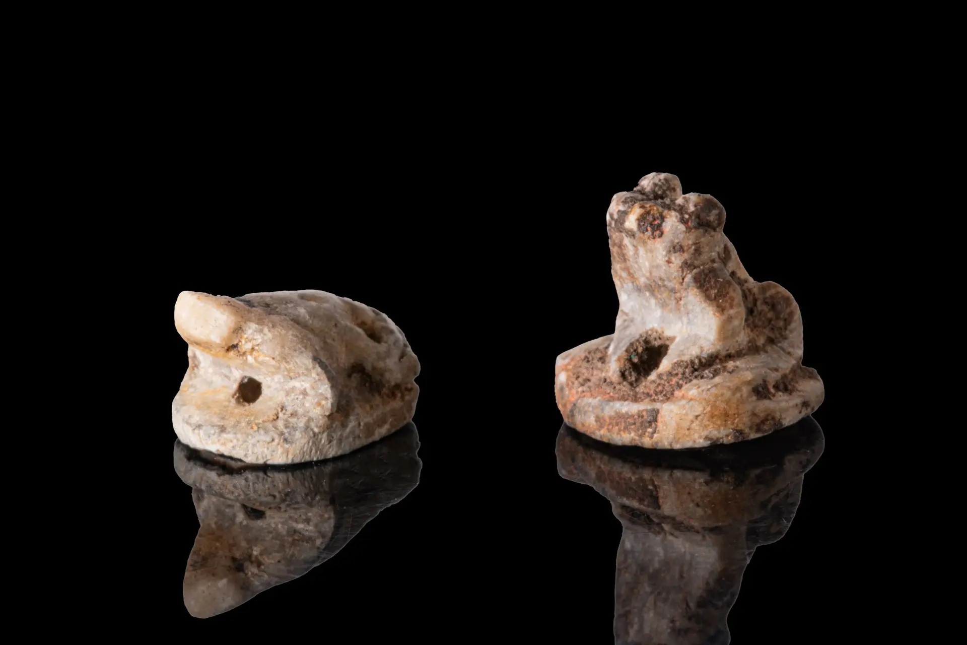PAIR OF EGYPTIAN STEATITE FROG AMULETS