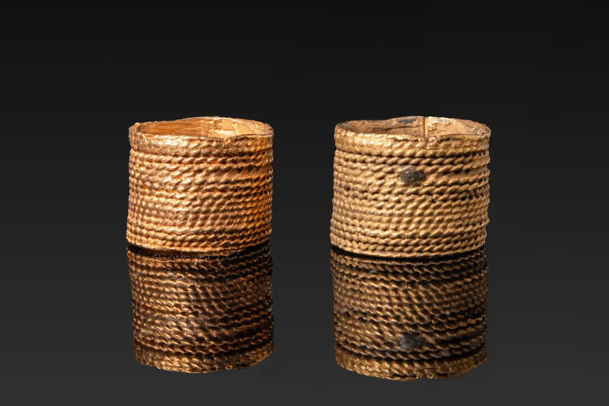 PAIR OF CELTIC GOLD HAIR RINGS