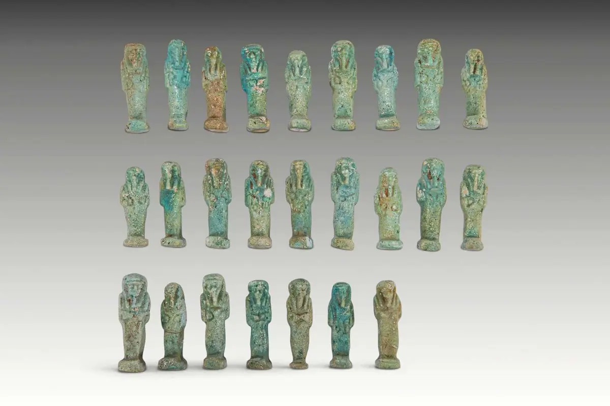 LARGE COLLECTION OF EGYPTIAN FAIENCE USHABTIS