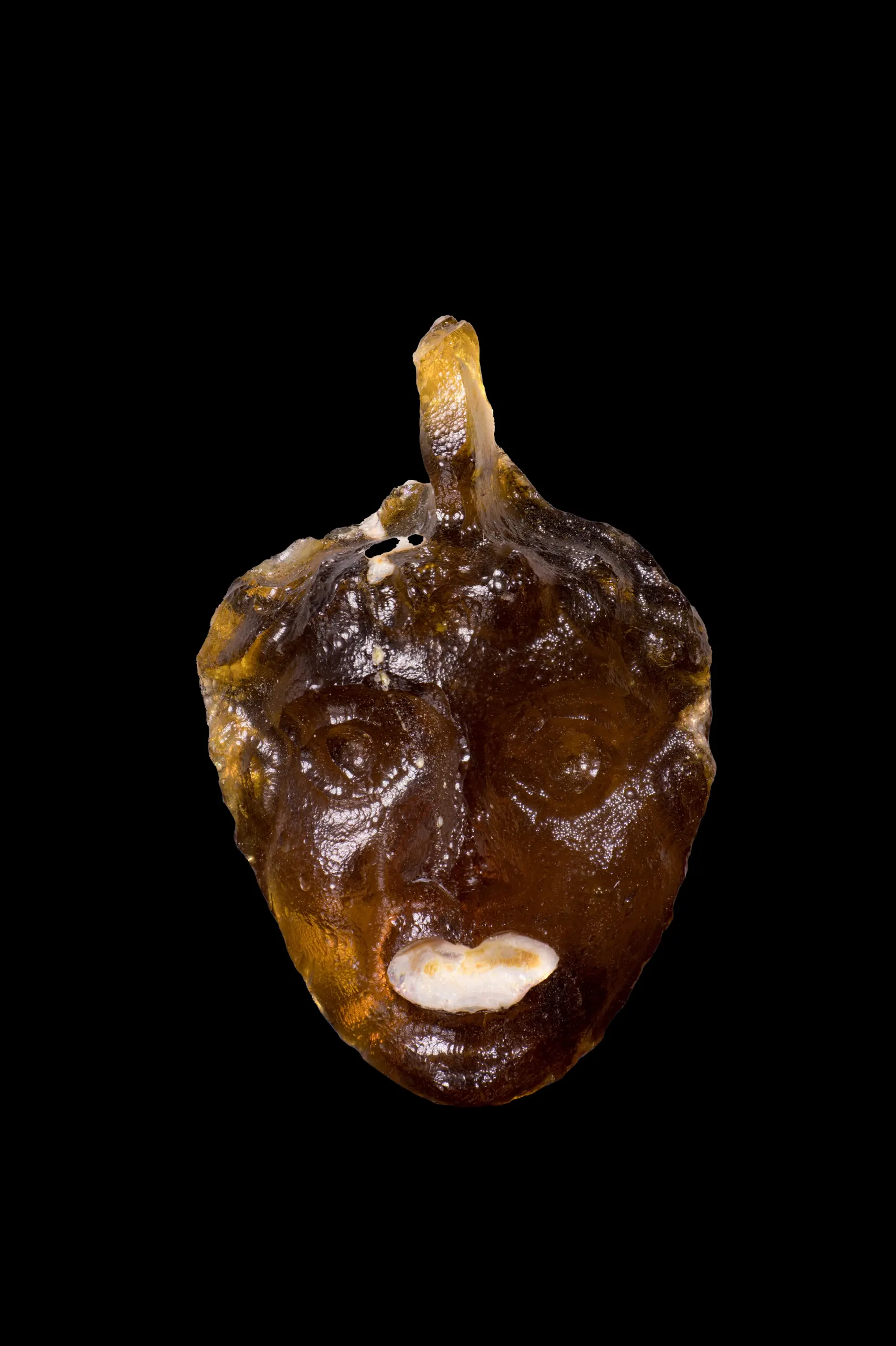 RARE ROMAN GLASS THEATRICAL MASK PENDANT
