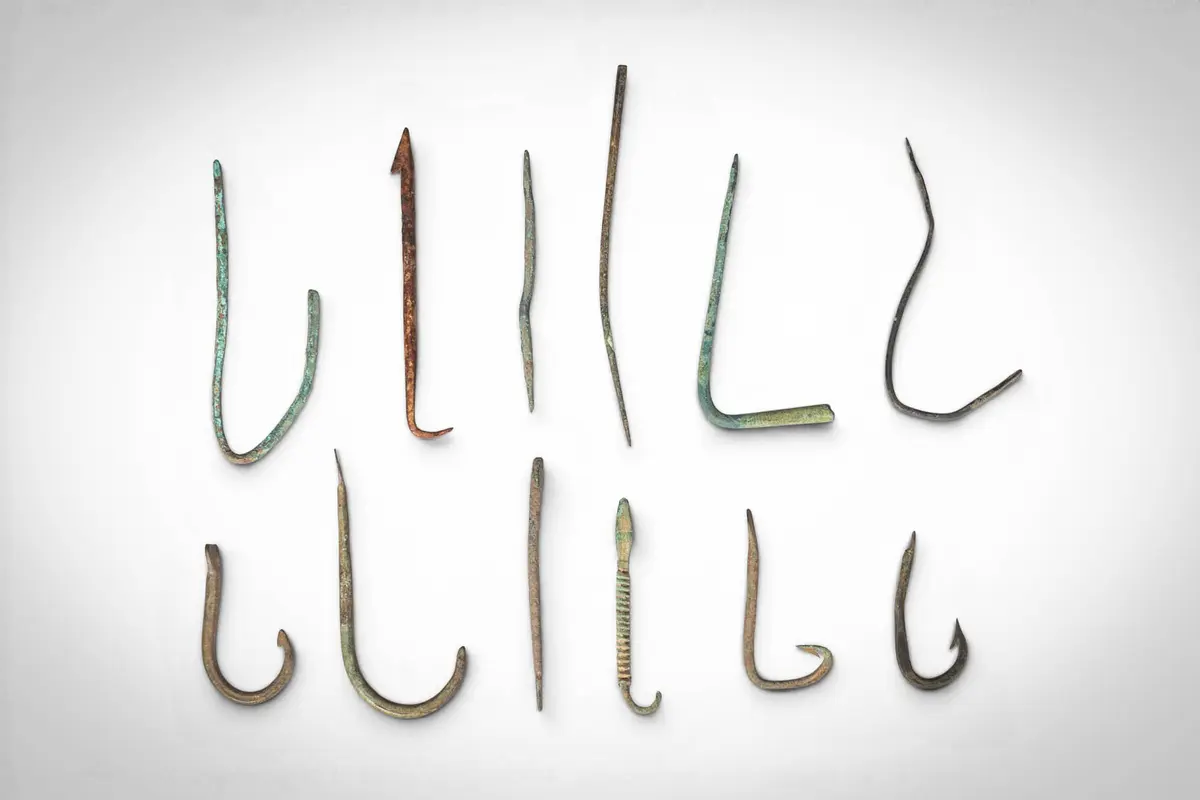 GROUP OF TWELVE ROMAN BRONZE FISH HOOKS