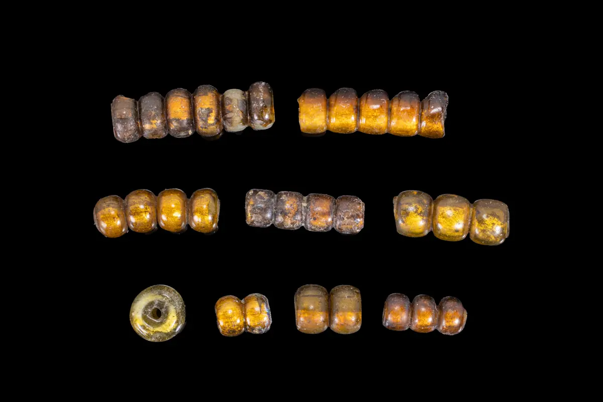 COLLECTION OF VIKING GOLD LEAF GLASS BEADS