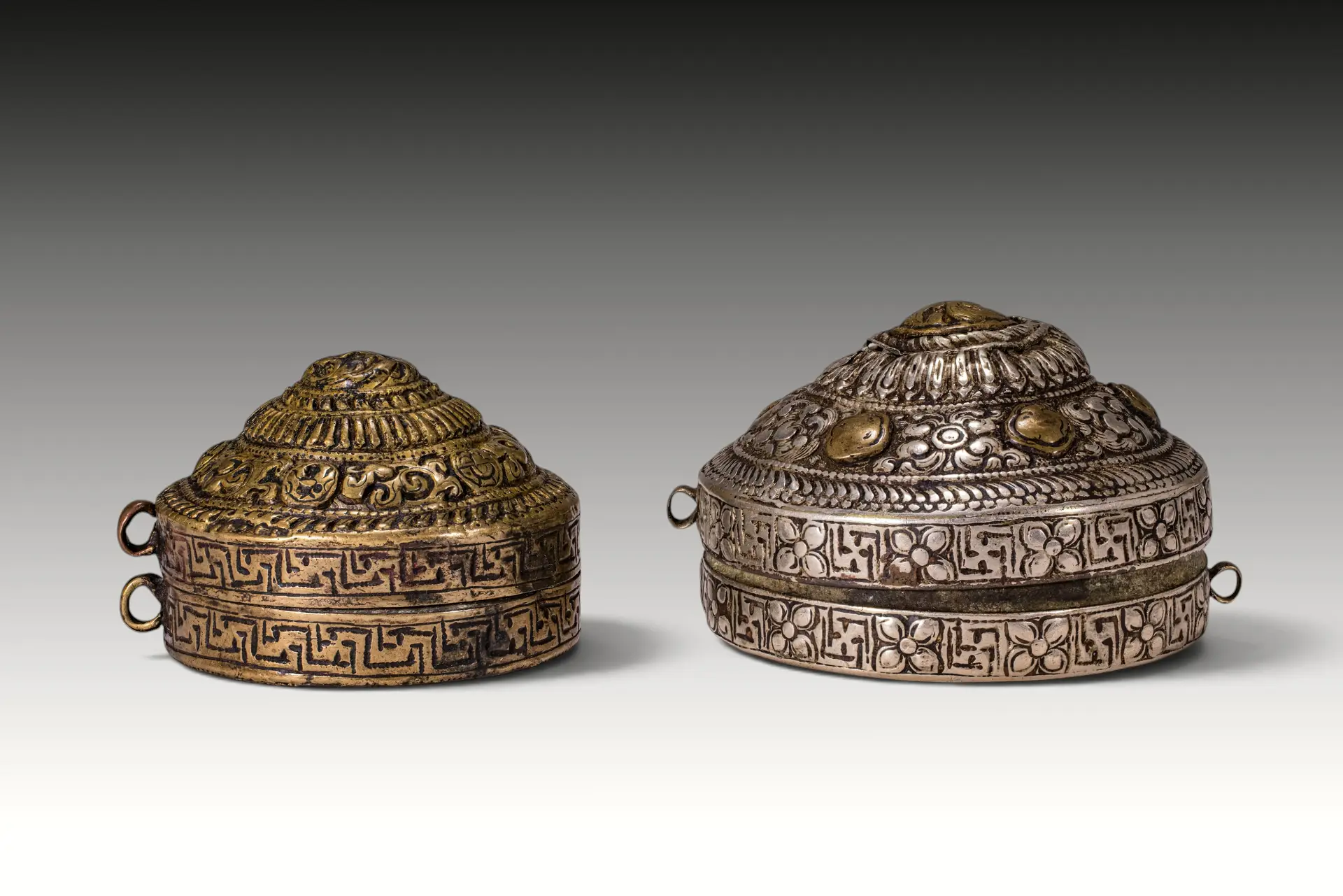 TWO BHUTANESE LIME CONTAINERS