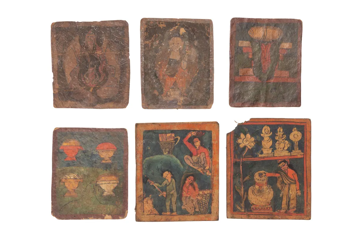 COLLECTION OF TIBETAN BUDDHIST TSAKLI CARDS