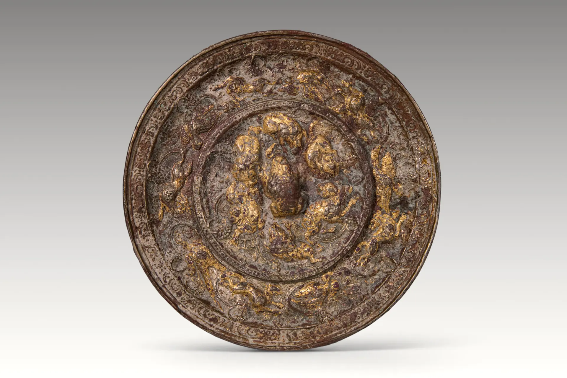 CHINESE GILT BRONZE �ZODIAC� MIRROR