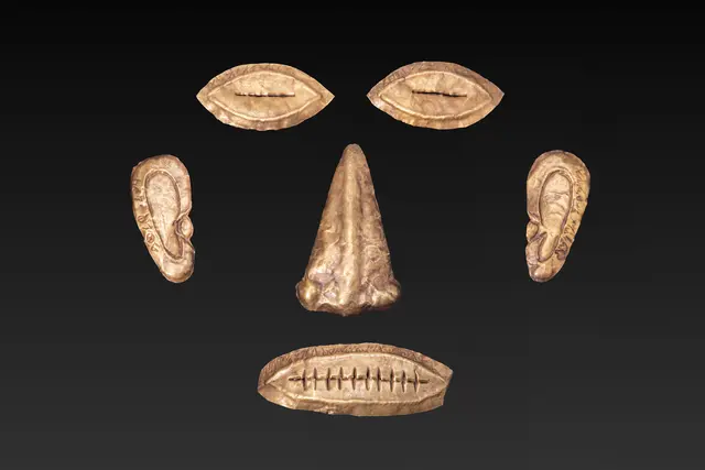 RARE GREEK GOLD MASK WITH INSCRIPTIONS