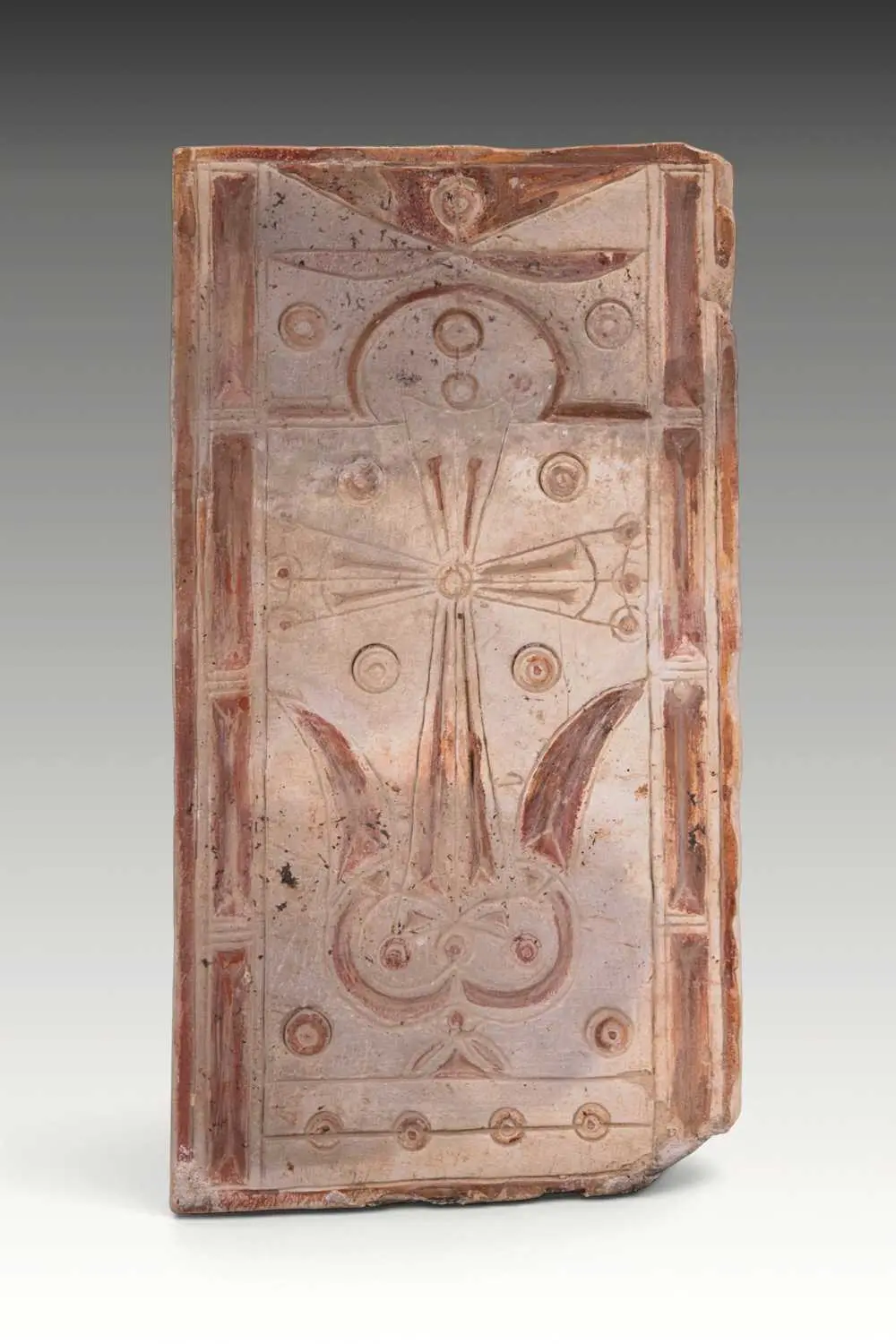 BYZANTINE PAINTED STONE PANEL WITH CROSS