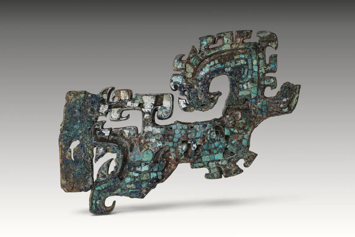 CHINESE TURQUOISE-INLAID BRONZE HILT FROM GE VESSEL