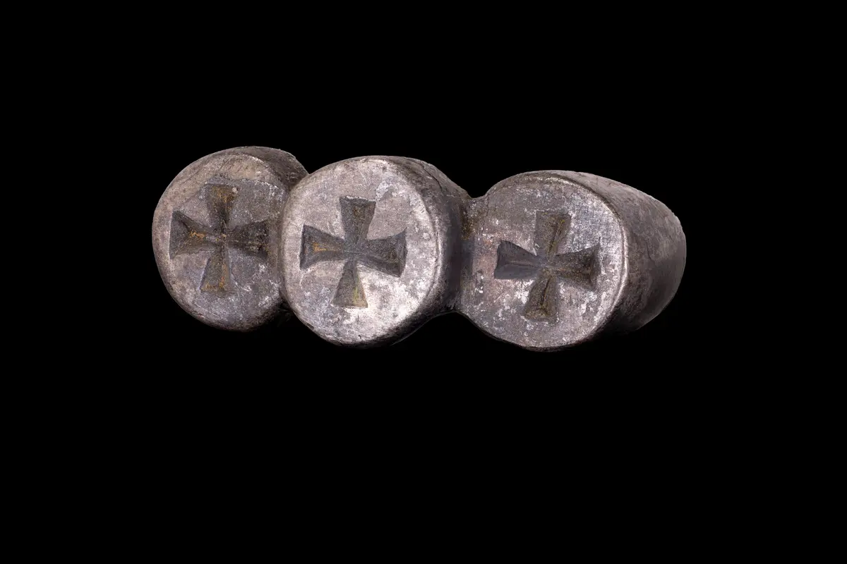 LARGE BYZANTINE SILVER RING WITH TRIPLE CROSS