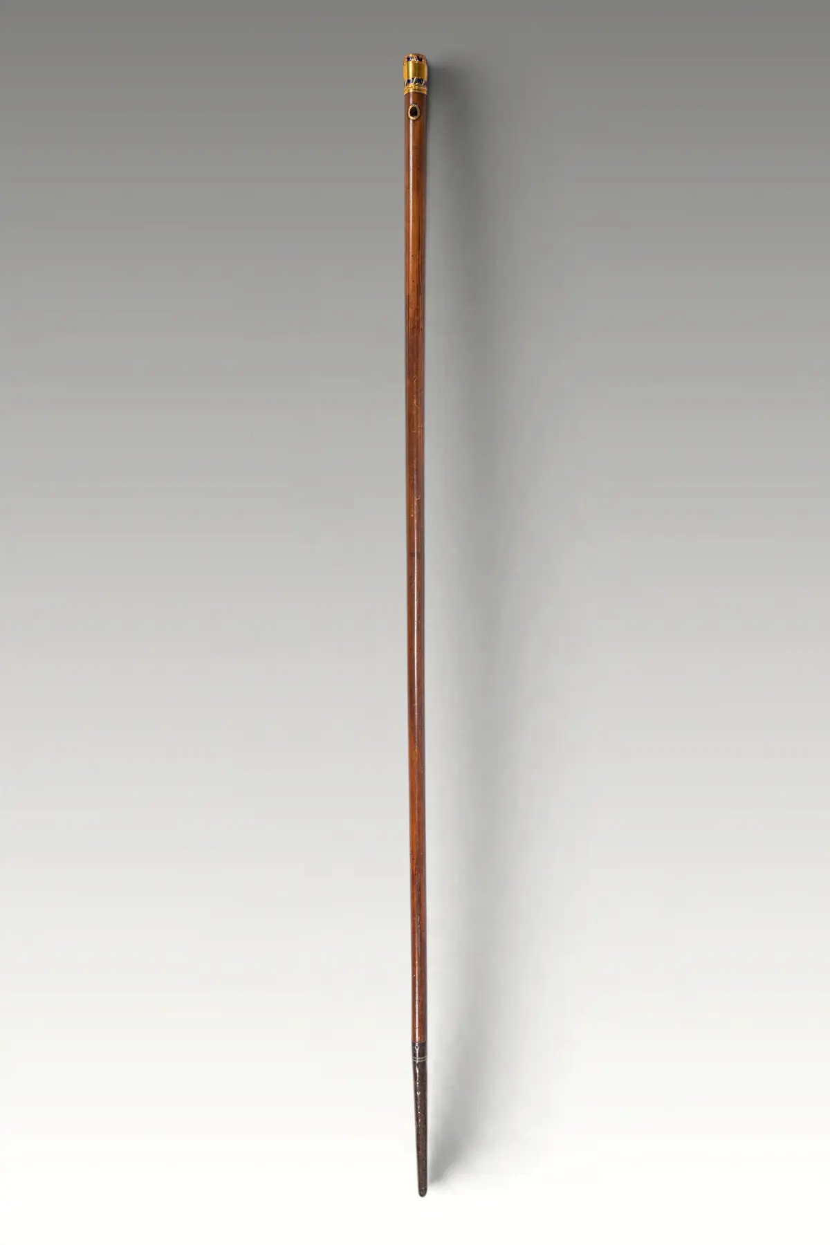 WALKING STICK WITH GOLD AND ENAMEL HANDLE