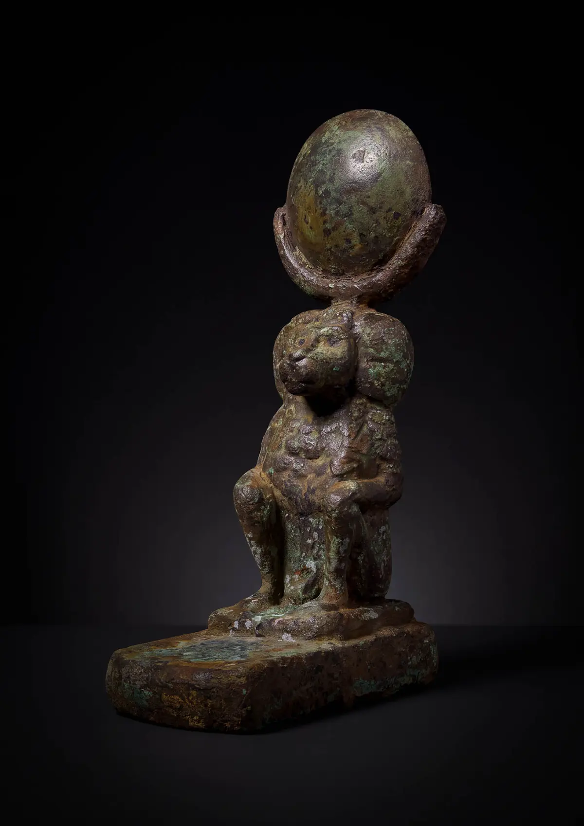 EGYPTIAN BRONZE SEATED BABOON