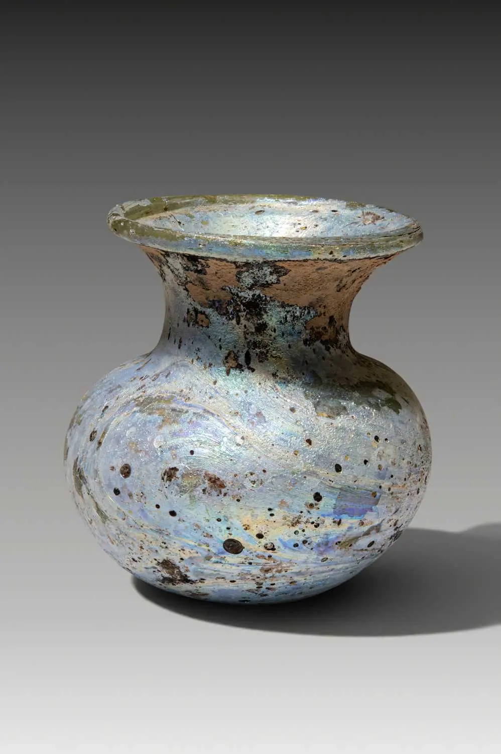 ROMAN GLASS UNGUENTARIUM WITH RARE IRIDESCENCE