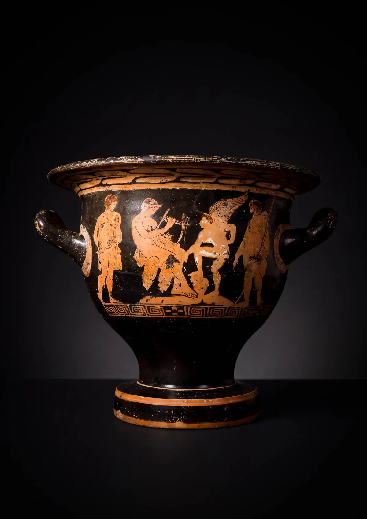 APULIAN RED-FIGURE BELL KRATER WITH EROS AND A MUSE